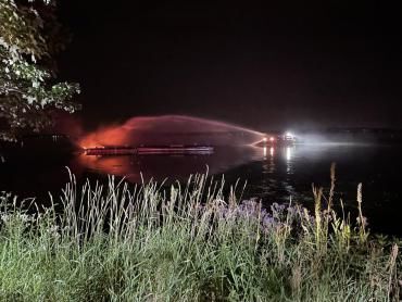 Boat fire being put out by MFD